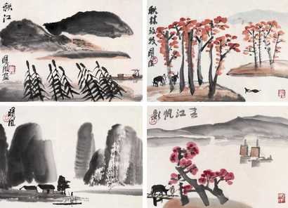 林曦明 春夏秋冬（四幅） 镜心